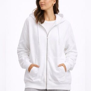 American Eagle White oversized Zip-Up Hoodie NWOT
